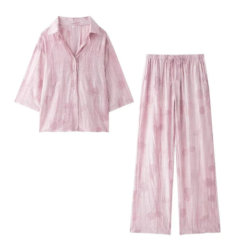 Women's Jacquard Floral Print Loose Set