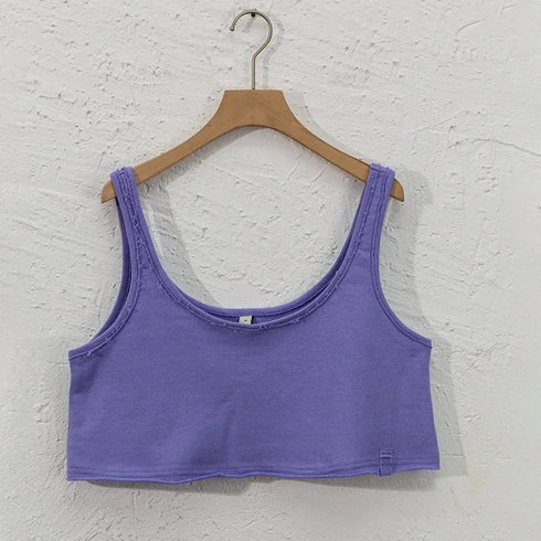 Women's Streetwear Cotton Crop Top Backless Sleeveless Loose Fit Summer 2025 Sexy Top for Females ropa mujer