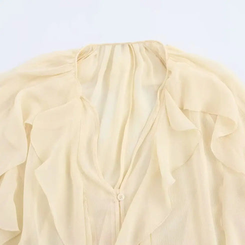 Women’s Casual Ruffled V-Neck Blouse