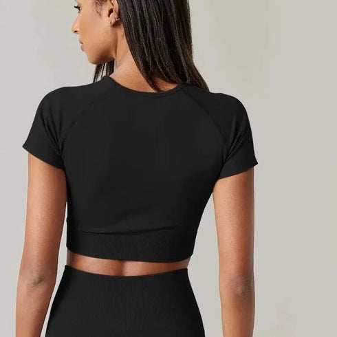 Women Yoga Top Seamless Sport T Shirts Fitness Clothes Short Sleeve Yoga Shirt Gym Top Running Active Wear Sport Top