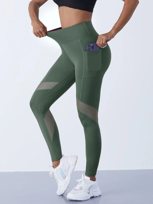Women's High Waist Mesh Splicing Leggings