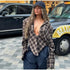 Casual Plaid V-Neck Blouse for Women