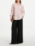 Women's Long Sleeve V-Neck Striped Blouse in Pink