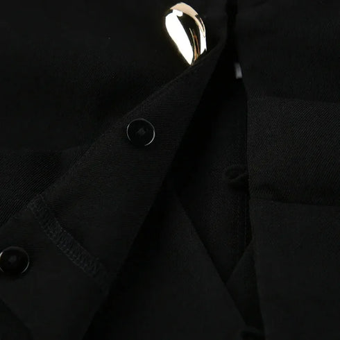 Elegant Black Blazer with Gold Buttons