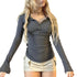 Y2K Slim Fit Brown Crop Top with Button Detail
