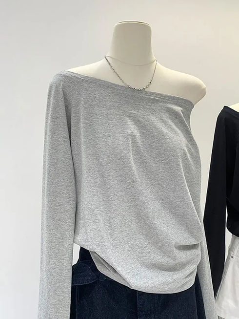 One Shoulder Long Sleeve Casual Top for Women