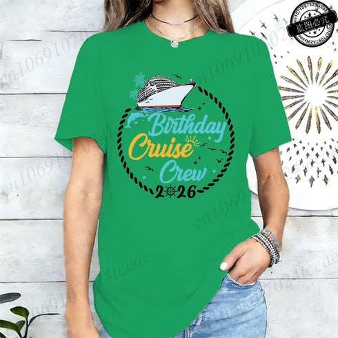 Birthday Crew 2026 Shirts,My Birthday Cruise Crew T-Shirts for Women,Family Party Tops Tees,Friends Cruise T-Shirts,short Sleeve