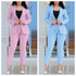 Notched Neck Blazer & High Waist Pants Set for Women