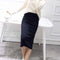 Chic Rib Knit Pencil Skirt in Black