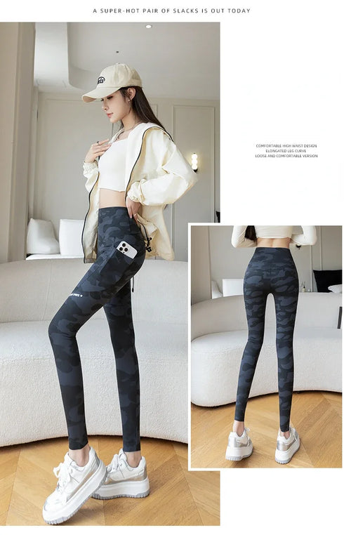 High Waist Camo Leggings with Pockets