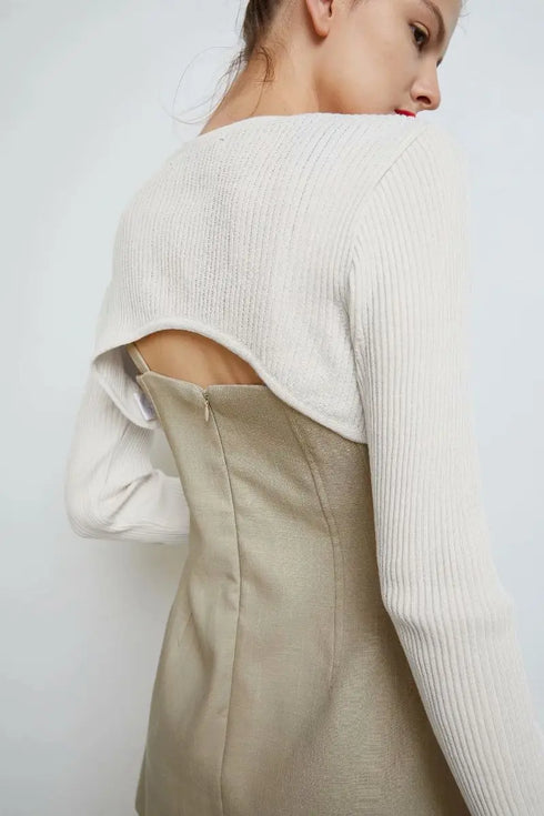 Long Sleeve O-Neck Crop Top for Women