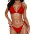 Red Neck Hanging Bikini Swimsuit Set
