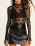 Women's Turtleneck Mesh Top with Long Sleeves