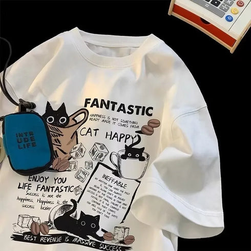 Unisex Oversized Cartoon Print T-shirt in Plus Sizes