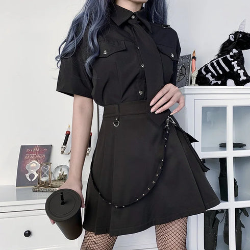 Black Skirt Harajuku Punk Gothic High Waist Mini Skirt