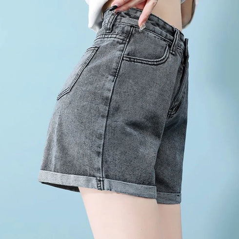 High Waist Denim Mini Shorts for Women