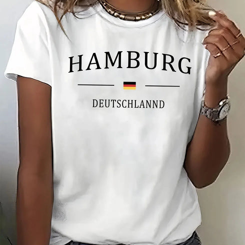 Womens Trendy Letter Print T-Shirt for Effortless Style