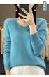 100% Merino Wool V-Neck Pullover Sweater for Women