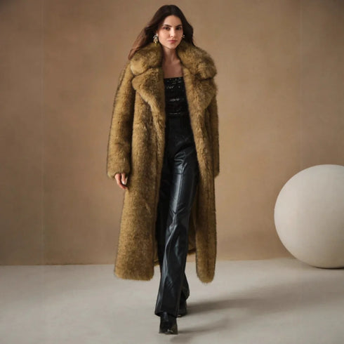 Eco Faux Fur Coat for Women - Stylish Gradient Jacket