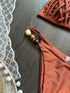 Brown Push Up Bikini Set with Pearl Detail