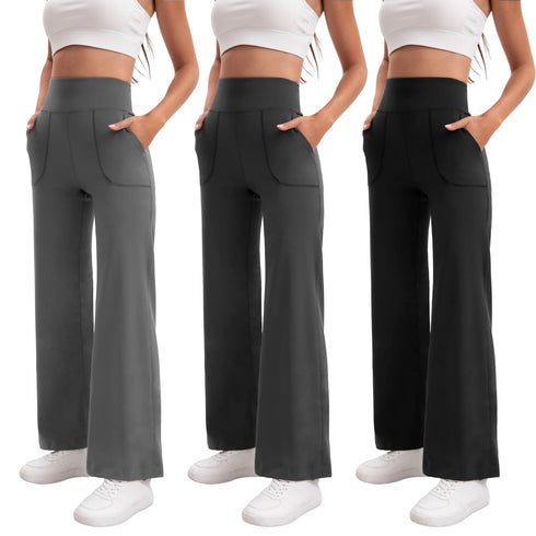 Women's High Waist Flared Yoga Pants with Pockets