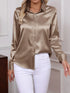 Elegant Turn-down Collar Button-front Satin Long Sleeve Women's Shirt for Daily Commute And Business Casual Wear