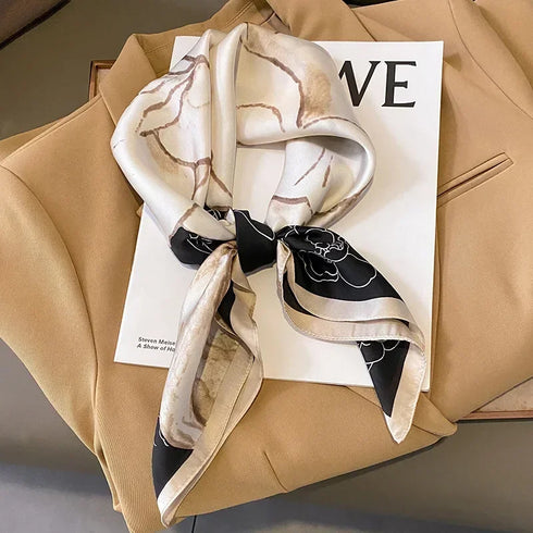 Luxury Floral Square Silk Scarf for Women
