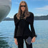 Elegant Black Blazer with Gold Buttons