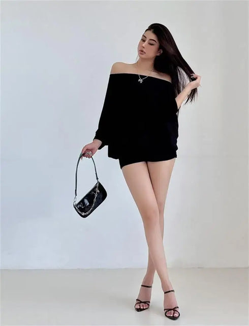 Solid Oversized T-shirt with Batwing Sleeves