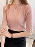Korean Fashion Short Sleeve Knitted Pullover Top