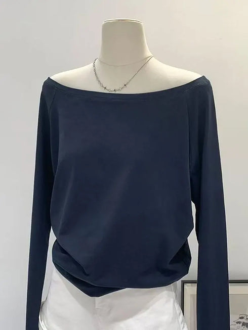 One Shoulder Long Sleeve Casual Top for Women