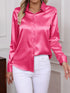 Elegant Turn-down Collar Button-front Satin Long Sleeve Women's Shirt for Daily Commute And Business Casual Wear