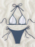 Blue Mi-Grid Bikini Set for Women