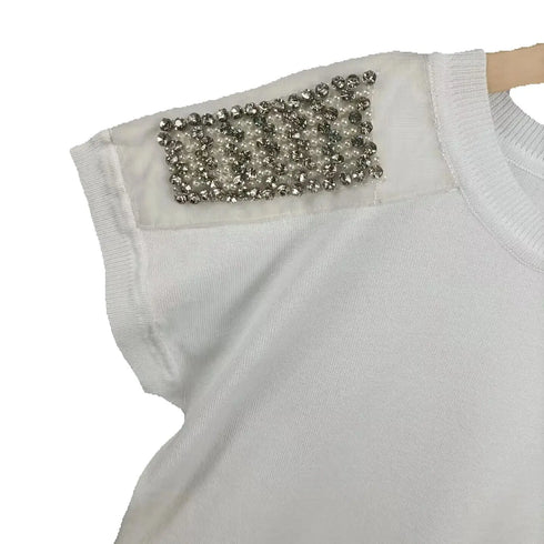 Women's Vintage Sleeveless Pearl Detail Cami Top