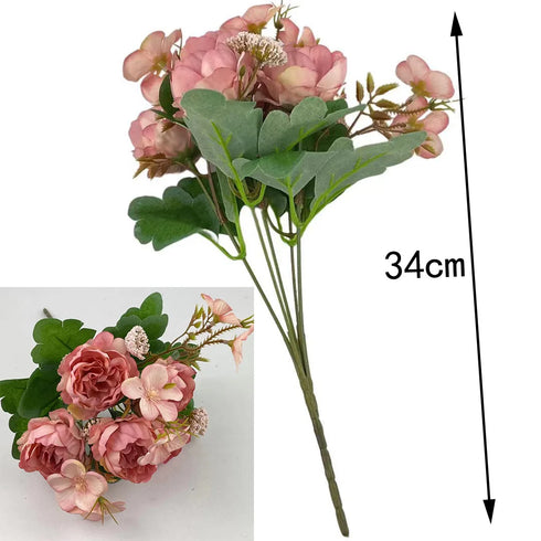 Simulated Peony Bouquet - Silk Artificial Flowers