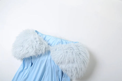 Furry Patchwork Backless Jumpsuit for Women