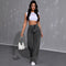 High Waist Loose Wide Leg Jeans in Ash Gray