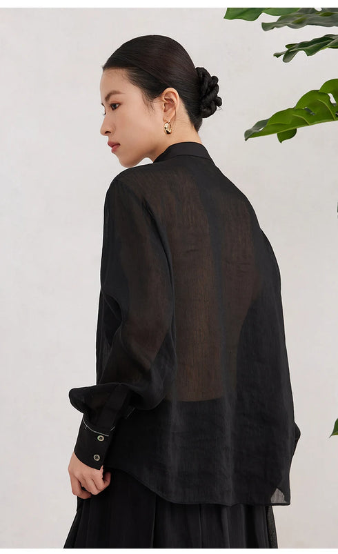 K3035W Luxury Women's Clothing 75% linen 25% silk Ladies Blouse