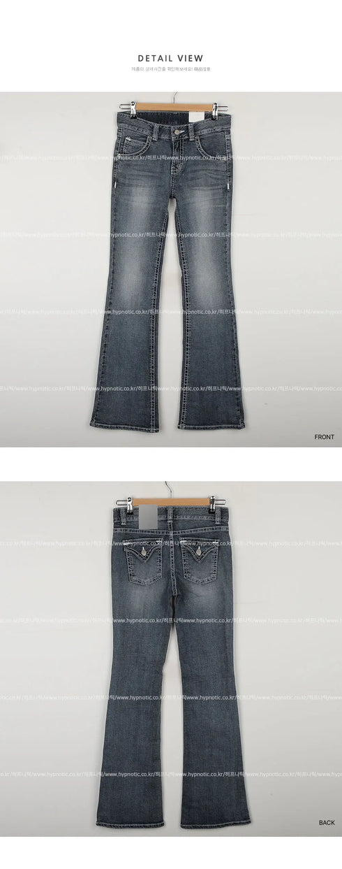 Gothic Embroidered Wide Leg Jeans for Women