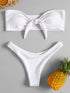 Women's Low Waisted Thong Bikini Bottoms - Red & White