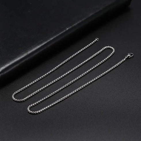 Long Box Chain Necklace in Stainless Steel