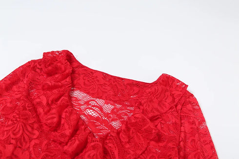 Black Jacquard Co-ord Set with Ruffled Crop Top & Shorts