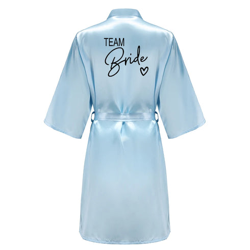 Team Bride Satin Robe with Black Letters