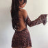 Leopard Backless See-Through Mini Dress