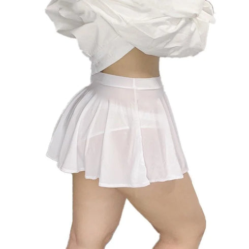 Low Waist A-Line Pleated Mini Skirt for Women