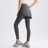 2 in 1 High Waisted Yoga Pants with Side Drawstring
