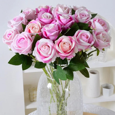 20 Pcs Artificial Velvet Silk Rose Bouquet