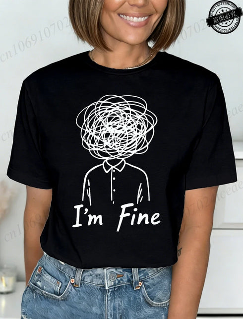 Harajuku I'm Fine Graphic T-Shirt for Women