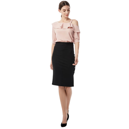 Ruffled Off-the-Shoulder Chiffon Top