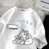 Summer Japanese Cartoon Cute Cat Funny Printed Short-sleeved T-shirt for Ladies and Boys Same Loose Casual Large-size Top